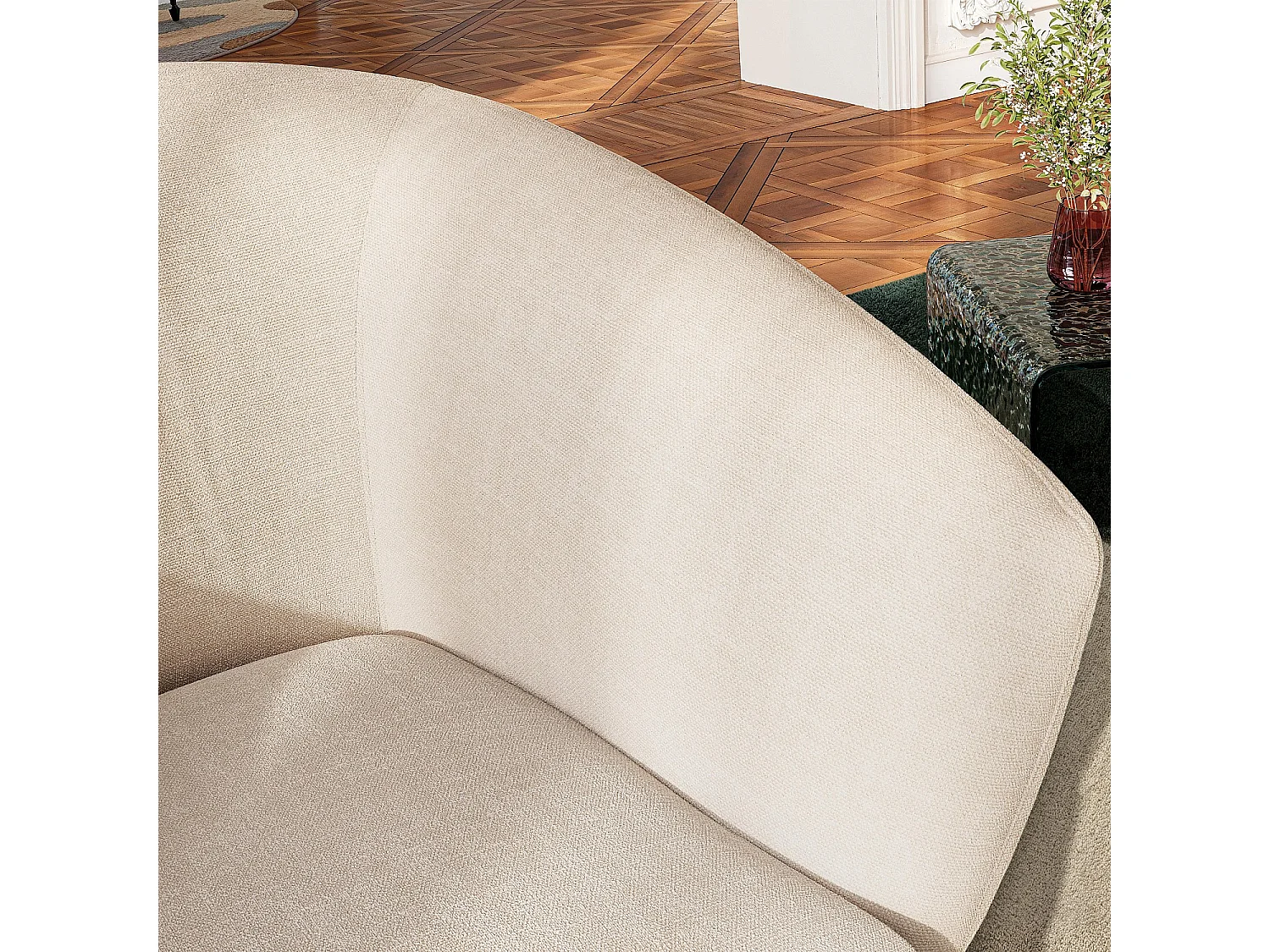 Fauteuil en tissu et métal noir - Crème - Design by Nicole Aptel