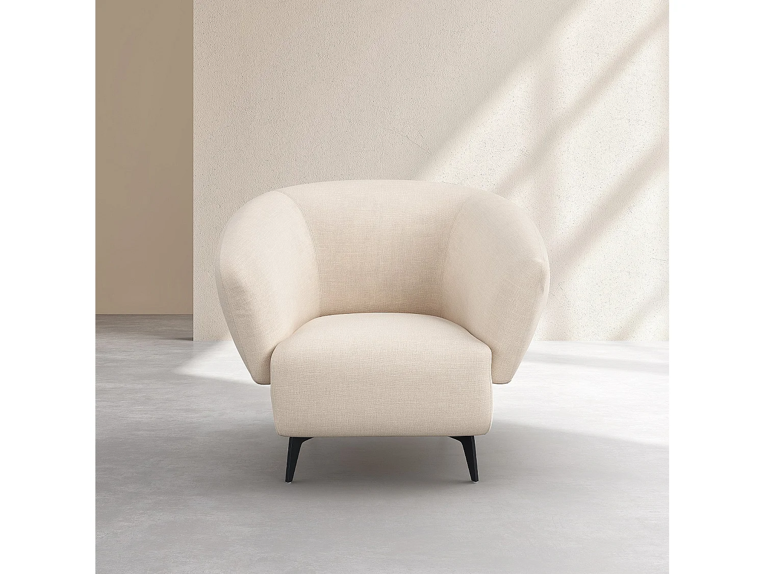 Fauteuil en tissu et métal noir - Crème - Design by Nicole Aptel