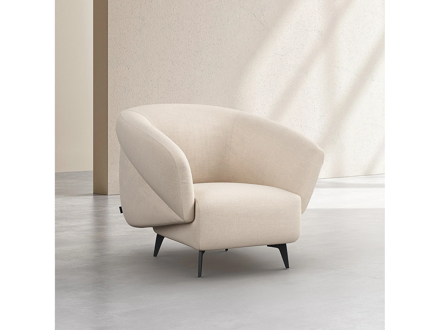 Fauteuil en tissu et métal noir - Crème - Design by Nicole Aptel