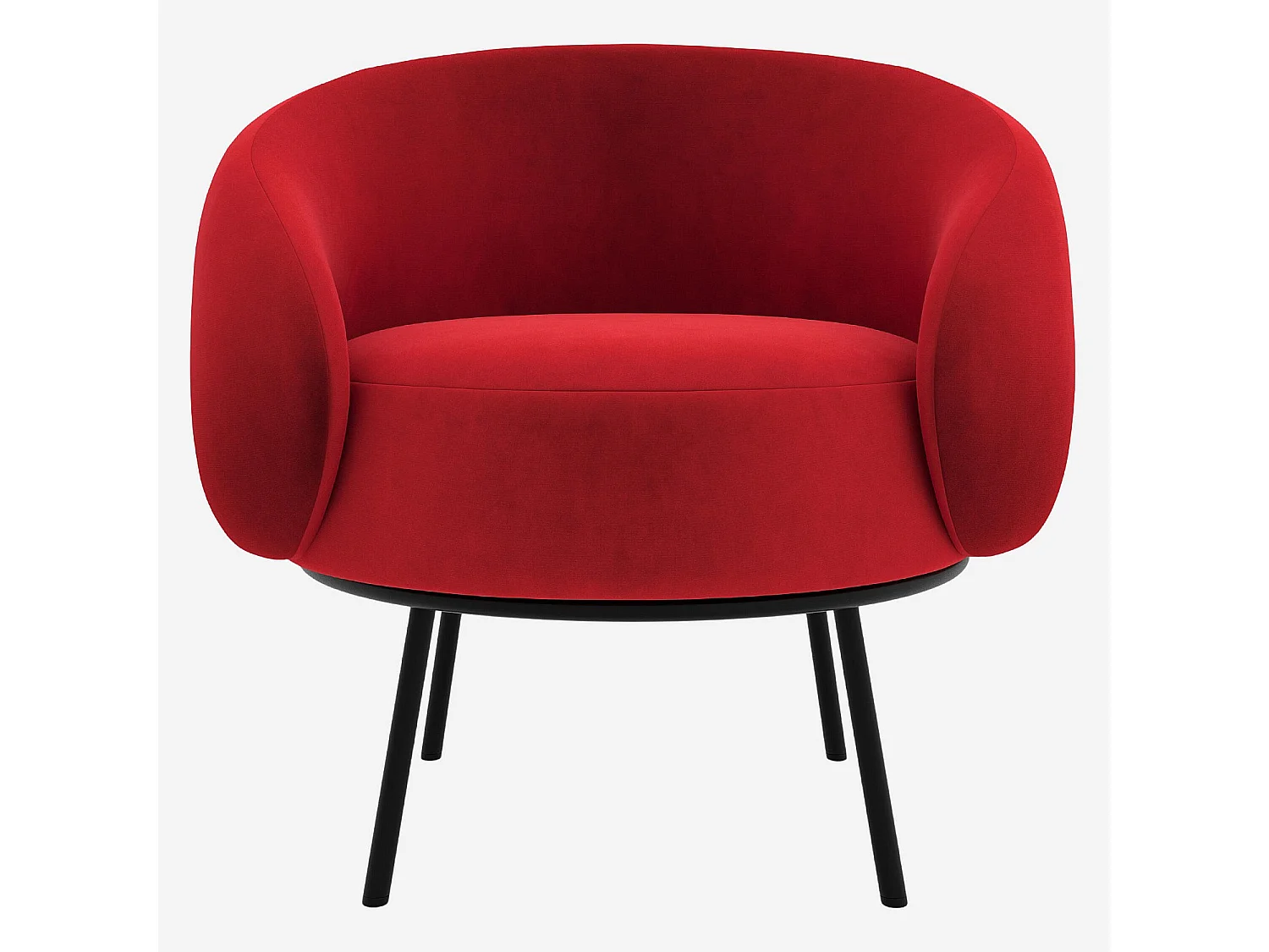 Habitat - Fauteuil en velours et métal - Rouge framboise et noir - Design by Adrien Carvès - Cajou
