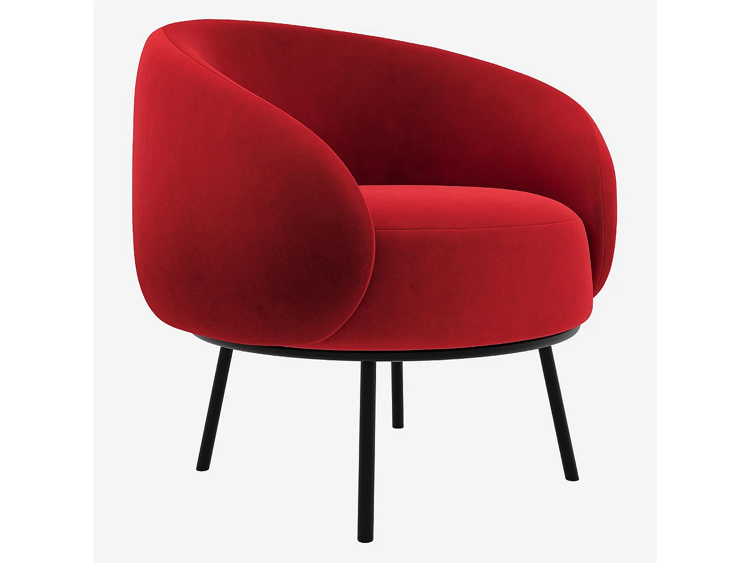 Habitat - Fauteuil en velours et métal - Rouge framboise et noir - Design by Adrien Carvès - Cajou
