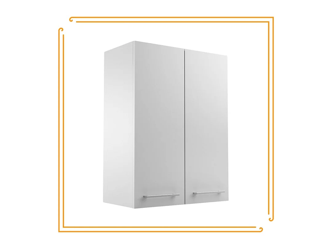 Hängender Badezimmerschrank 60 cm über dem Waschbecken mit Regalen Weiß Chrom