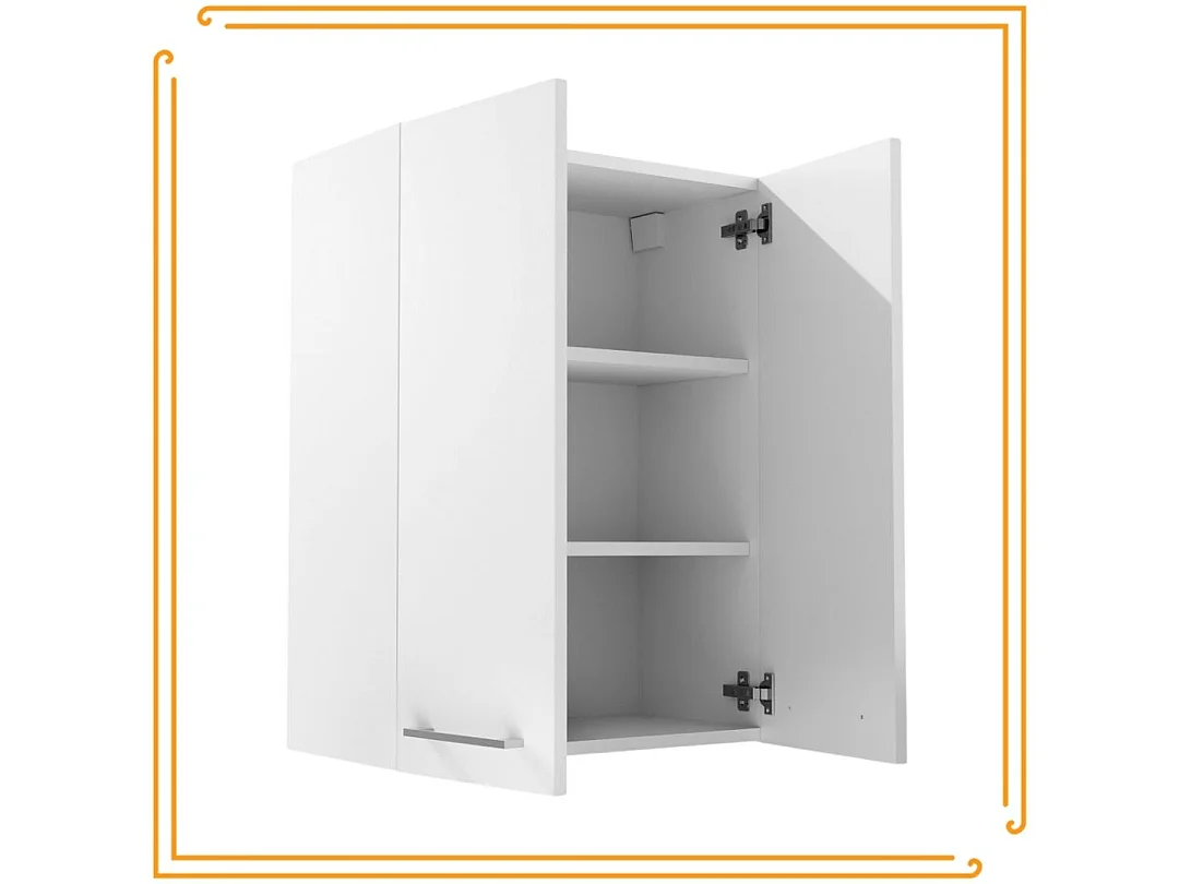 Hängender Badezimmerschrank 60 cm über dem Waschbecken mit Regalen Weiß Chrom