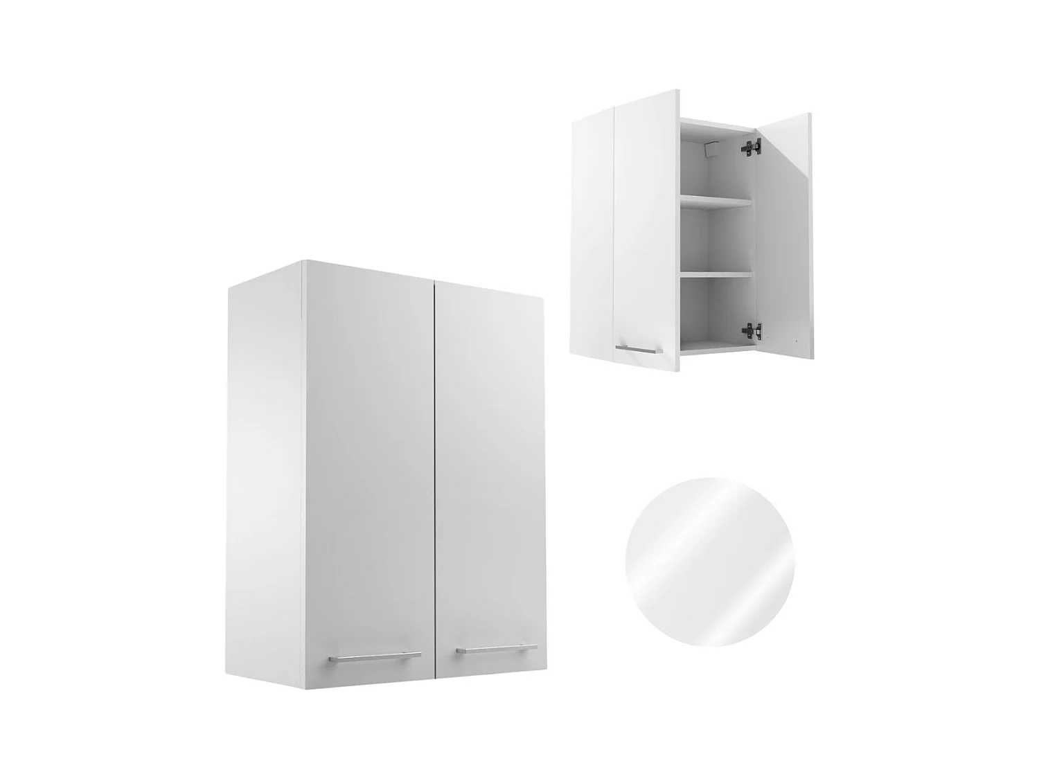 Armoire de salle de bain suspendue 60 cm au-dessus de l'évier avec étagères pour machine à laver blanc chromé