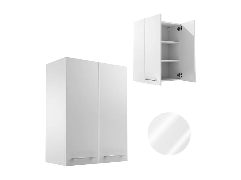 Armoire de salle de bain suspendue 60 cm au-dessus de l'évier avec étagères pour machine à laver blanc chromé
