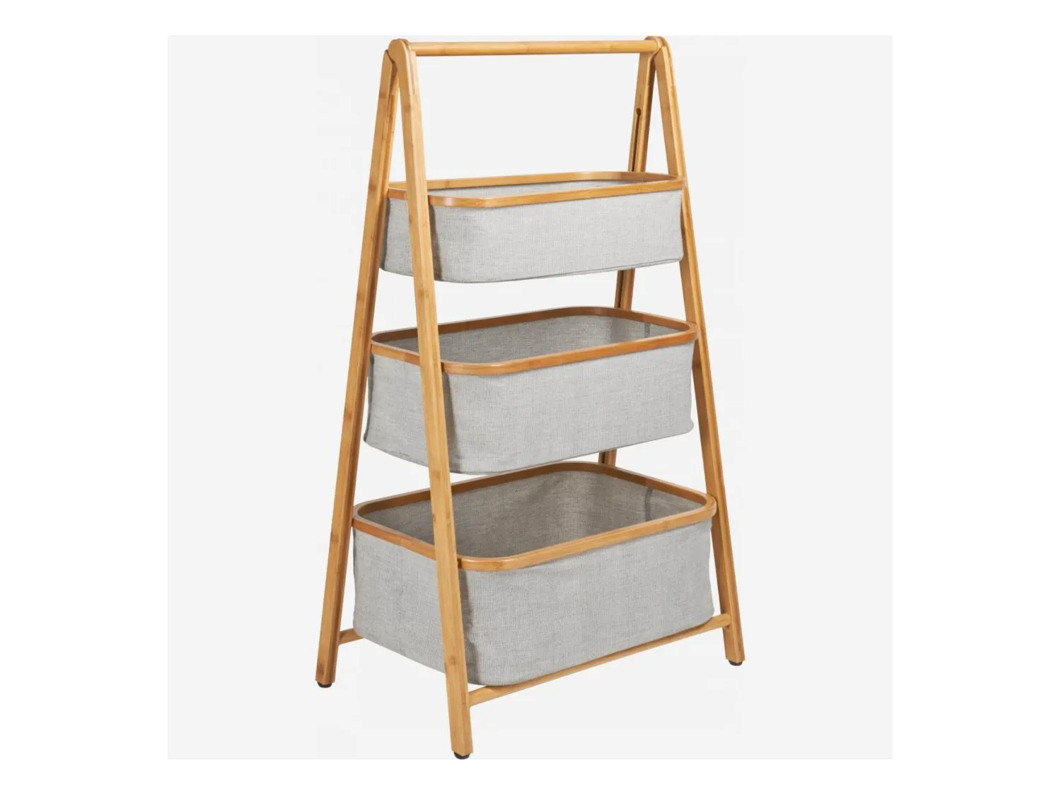 Habitat - Etagère 3 paniers en bambou et tissu - Gris - Barnabe