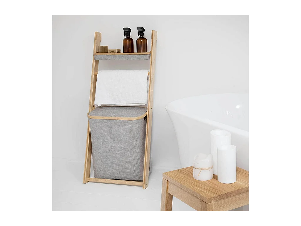 Habitat - Etagère de salle de bain avec rangements en bambou - Gris chiné - Barnabe