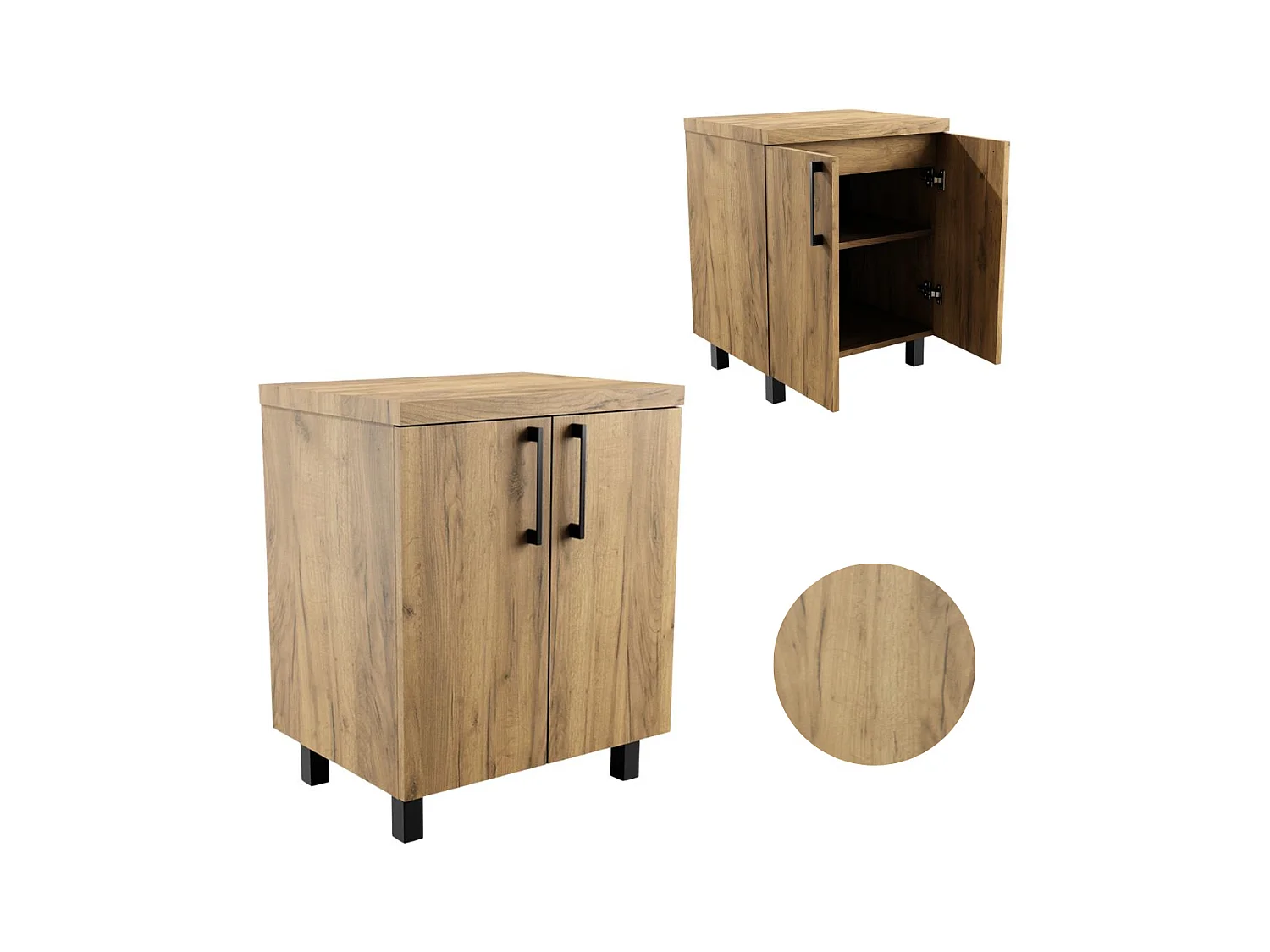 Armoire de salle de bain sur pied de 60 cm pour lavabo sur plan en chêne Craft