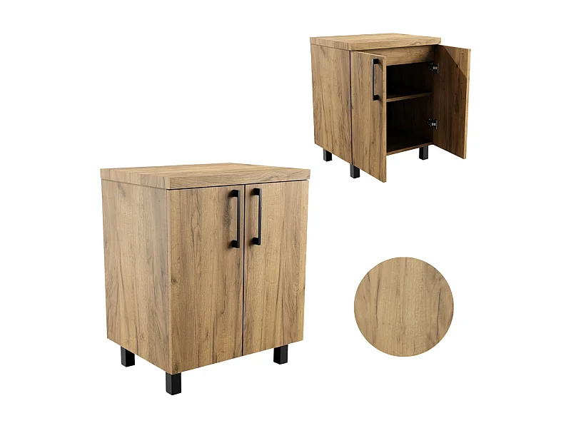 Badunterschrank Stehend 60 cm für Aufsatzwaschbecken Kommode Eiche Craft