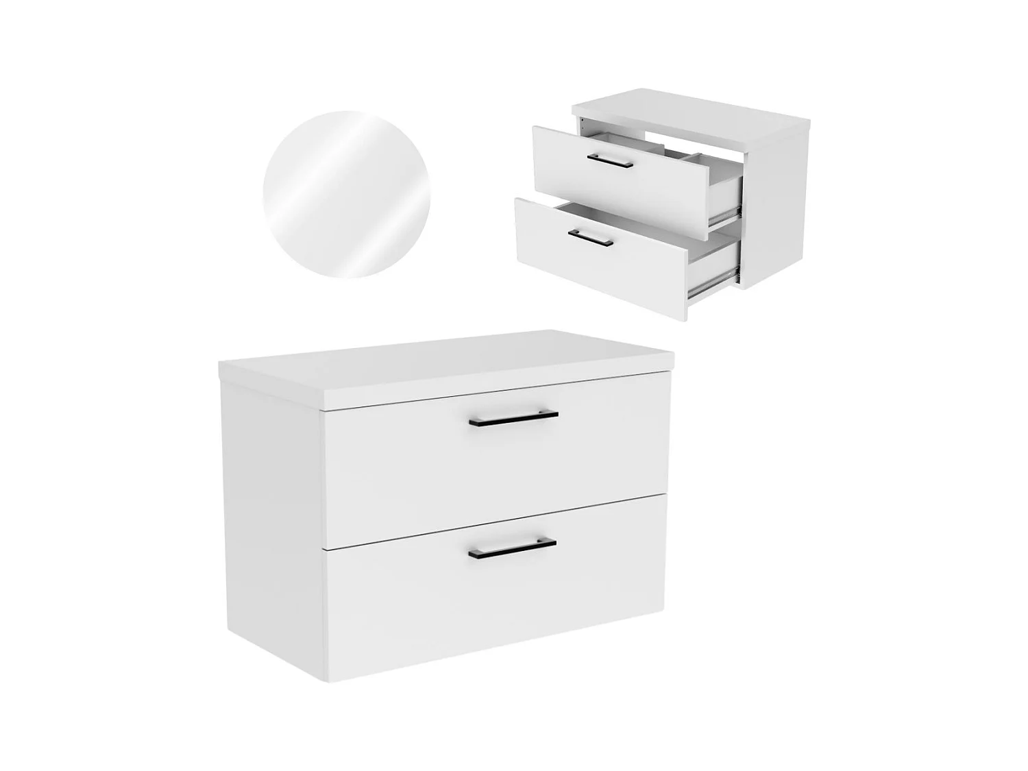 Armoire de salle de bain suspendue 80 cm sous le lavabo commode blanche