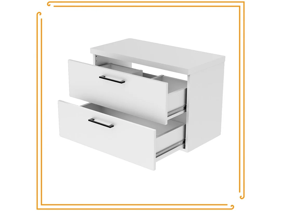 Armoire de salle de bain suspendue 80 cm sous le lavabo commode blanche