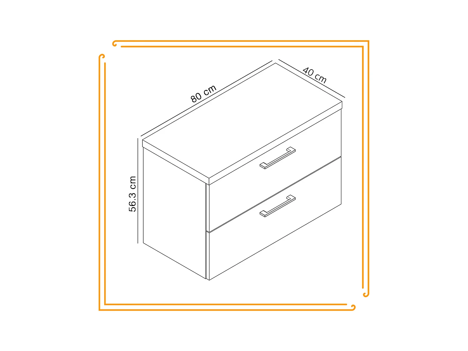 Armoire de salle de bain suspendue 80 cm sous le lavabo commode blanche
