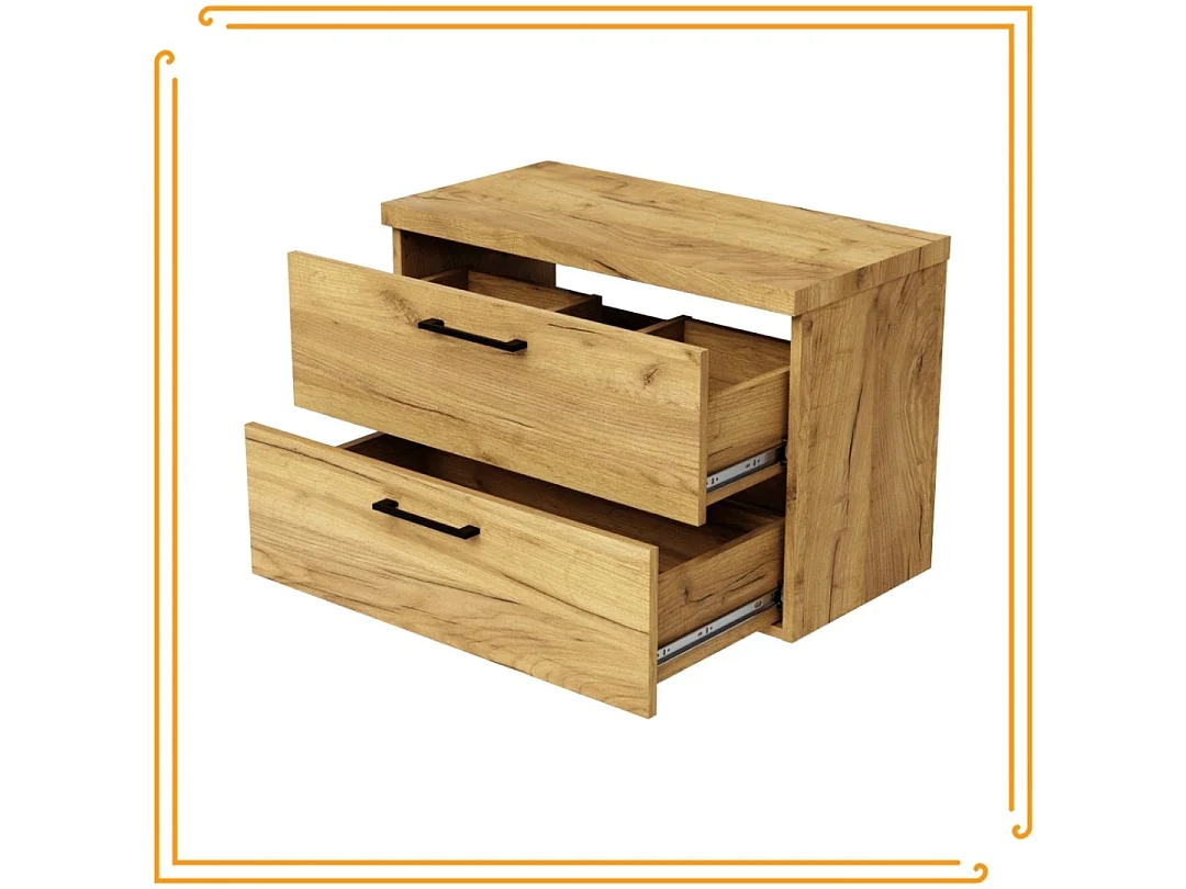 Mobile bagno sospeso 80 cm sotto il lavabo in legno di quercia Craft