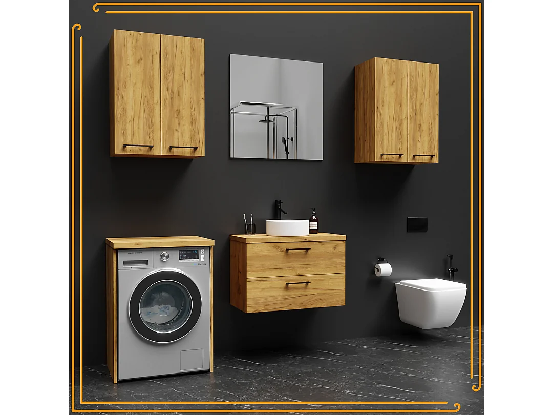 Mobile bagno sospeso 80 cm sotto il lavabo in legno di quercia Craft