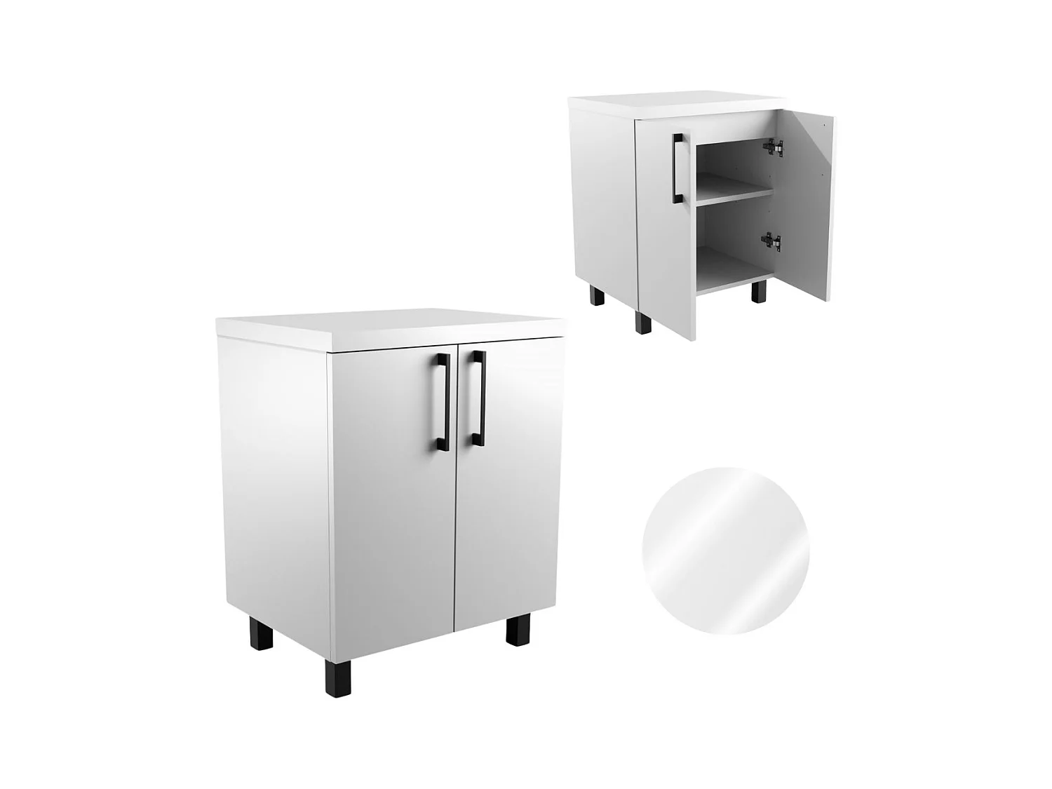Armoire de salle de bain debout 60 cm pour lavabo sur plan de travail, commode blanche