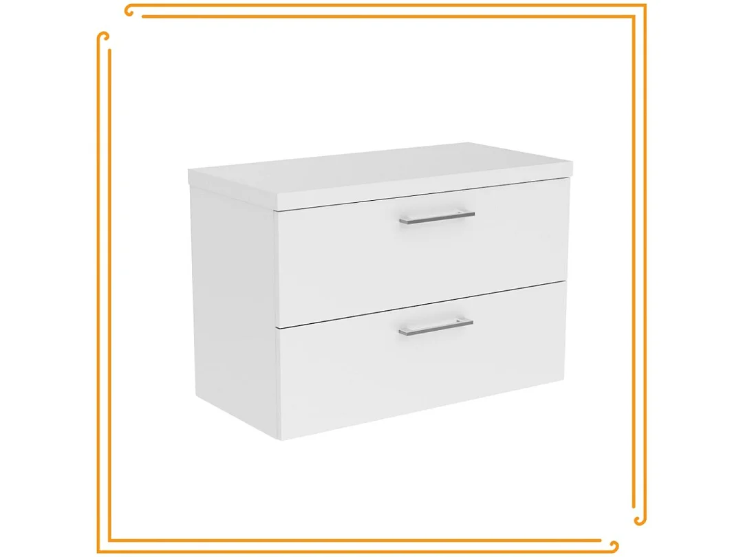 Armario de baño colgante de 80 cm para lavabo de encimera en color blanco. Aprovecha al máximo el espacio debajo del lavabo con esta cómoda.