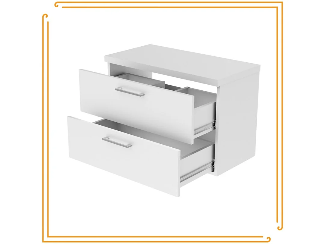 Armario de baño colgante de 80 cm para lavabo de encimera en color blanco. Aprovecha al máximo el espacio debajo del lavabo con esta cómoda.