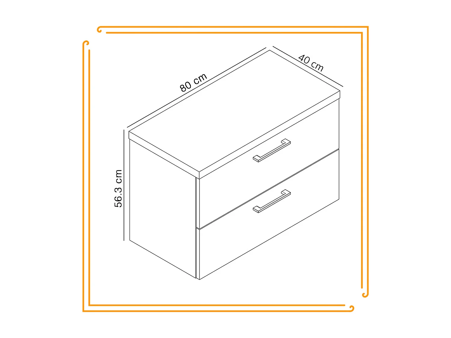 Armoire de salle de bain suspendue 80 cm sous le lavabo, commode en chêne noir.