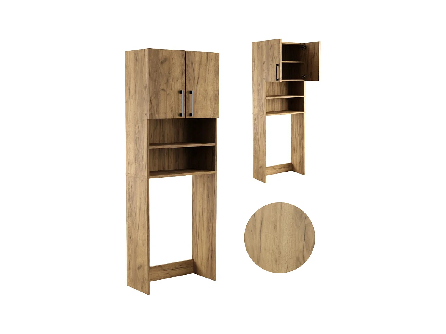 Armoire de Salle de Bain au-dessus de la Machine à Laver Sèche-Linge Colonne Étagère Intégrée pour Appareils Ménagers Chêne Craft