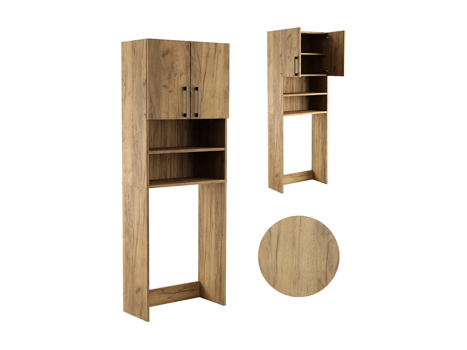 Armoire de Salle de Bain au-dessus de la Machine à Laver Sèche-Linge Colonne Étagère Intégrée pour Appareils Ménagers Chêne Craft