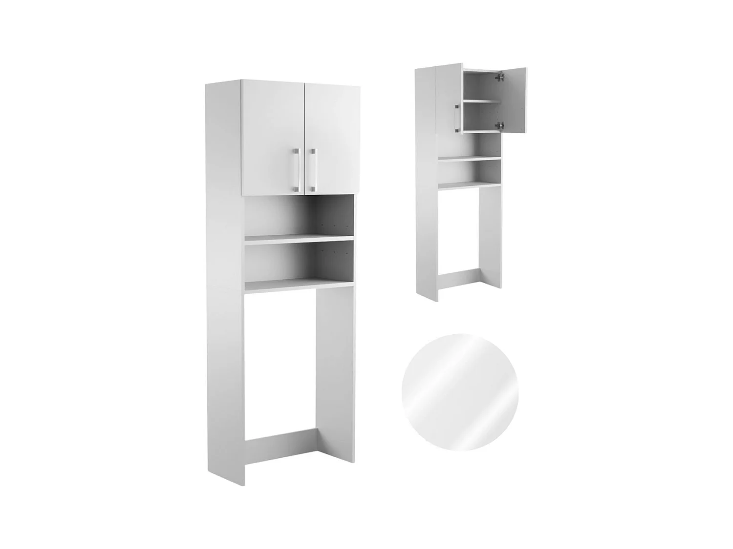 Armoire de salle de bain pour machine à laver et sèche-linge, colonne de rangement pour électroménager, blanc