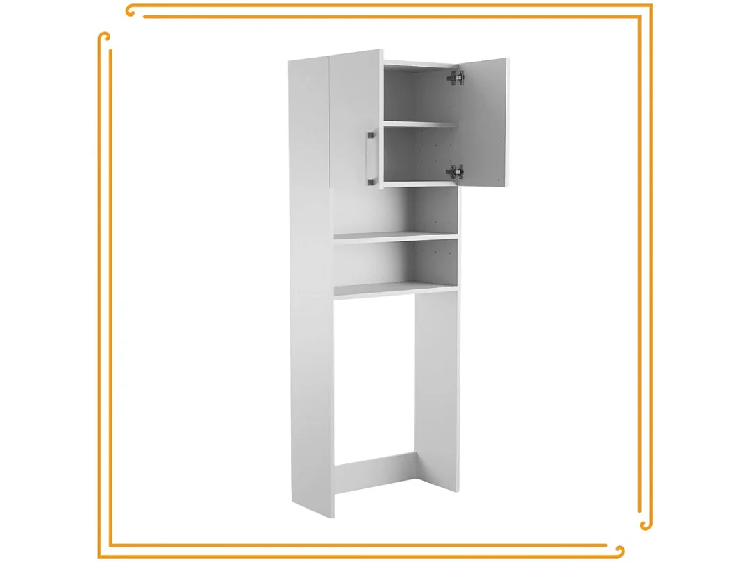 Armoire de salle de bain pour machine à laver et sèche-linge, colonne de rangement pour électroménager, blanc