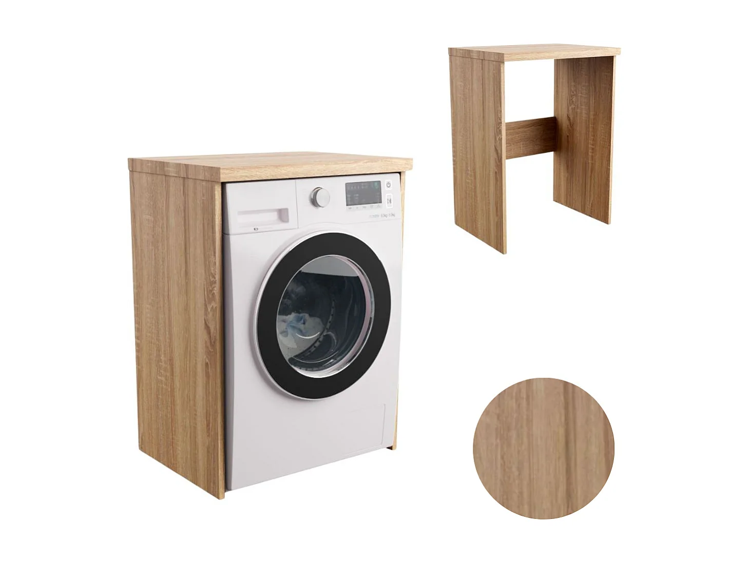 Armoire de salle de bain pour lave-linge et sèche-linge en chêne Sonoma. Parfait pour ranger vos appareils électroménagers.