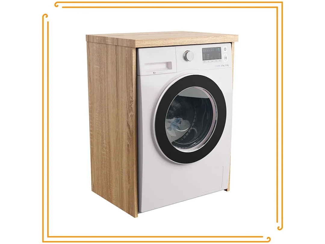 Armoire de salle de bain pour lave-linge et sèche-linge en chêne Sonoma. Parfait pour ranger vos appareils électroménagers.