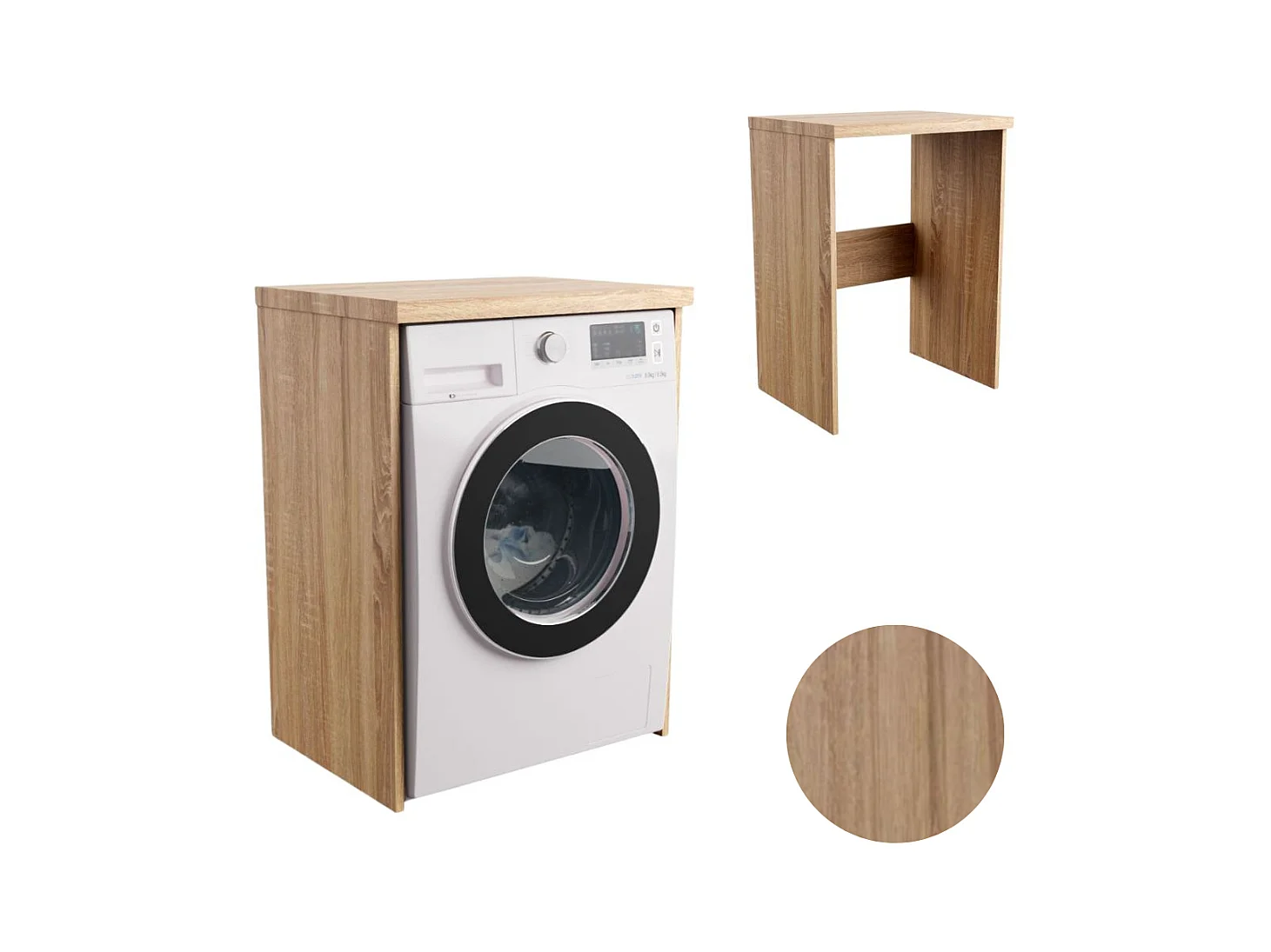 Armoire de salle de bain pour lave-linge et sèche-linge en chêne Sonoma. Parfait pour ranger vos appareils électroménagers.