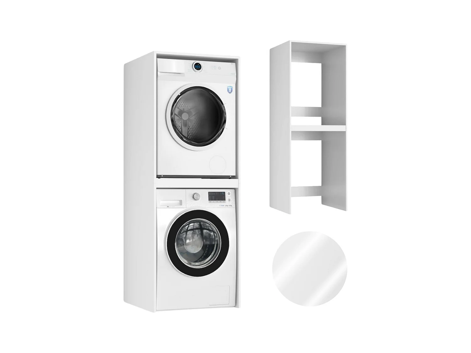 Kast voor Badkamer Boven Wasmachine en Droger Kolomkast Wit Inbouwapparatuur