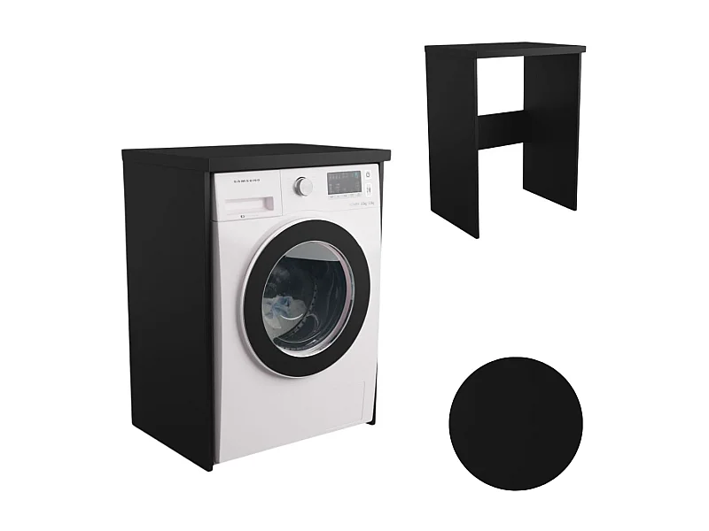 Armario de baño para lavadora y secadora en negro. Ideal para guardar sus electrodomésticos