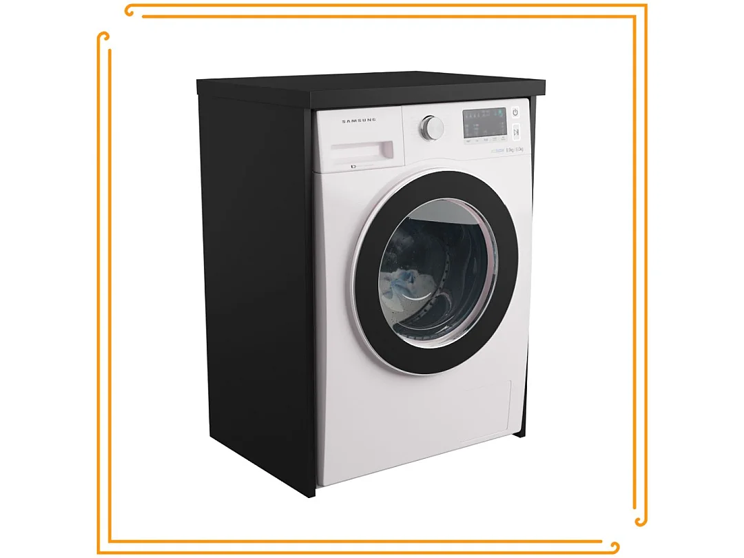 Armoire de salle de bain pour machine à laver et sèche-linge en noir. Idéal pour ranger vos appareils électroménagers.