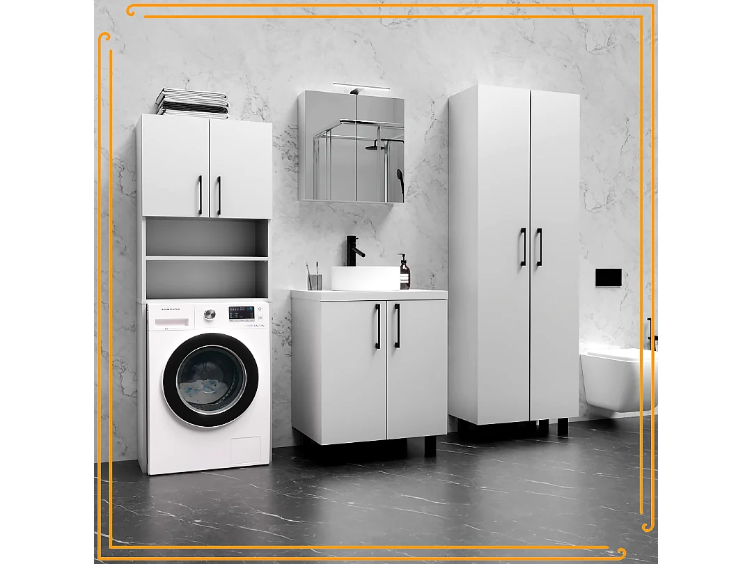 Badkamerkast Boven Wasmachine Droger Kolomkast Wit AGD Inbouw