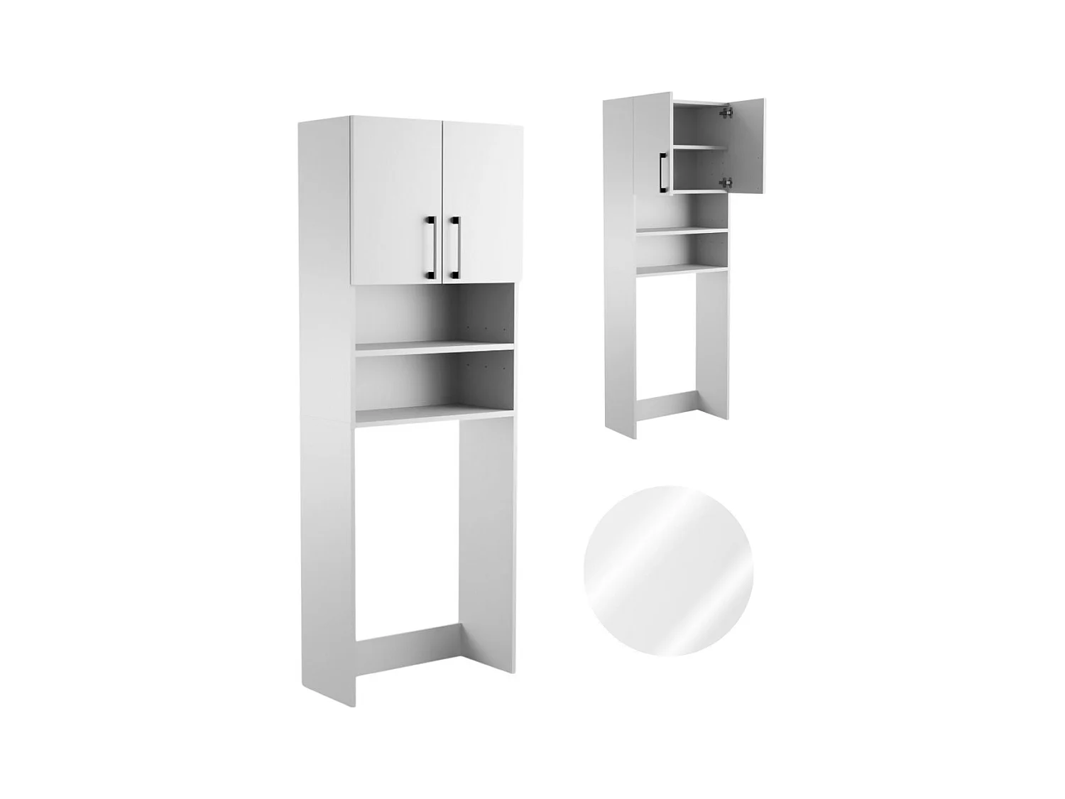 Armoire de Salle de Bain au-dessus de la Machine à Laver Sèche-linge Colonne Étagère Intégrée pour Électroménager Blanc