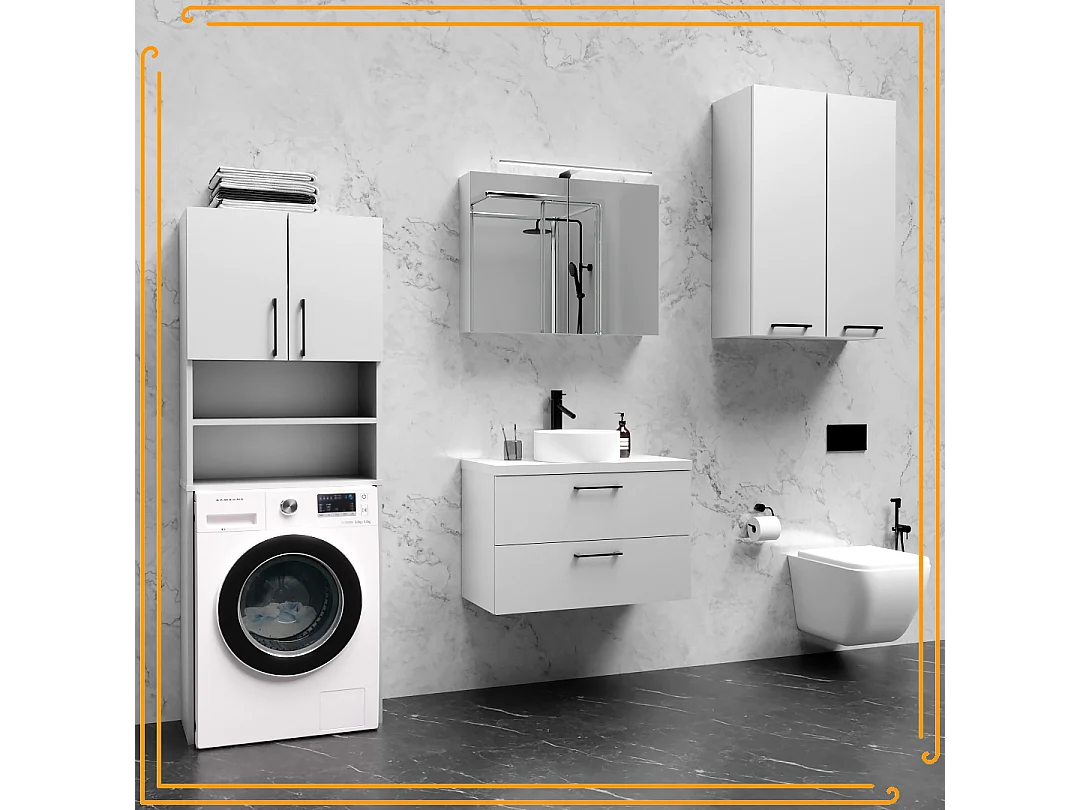 Szafka Łazienkowa Nad Pralkę Suszarkę Słupek Regał Zabudowa AGD Biała