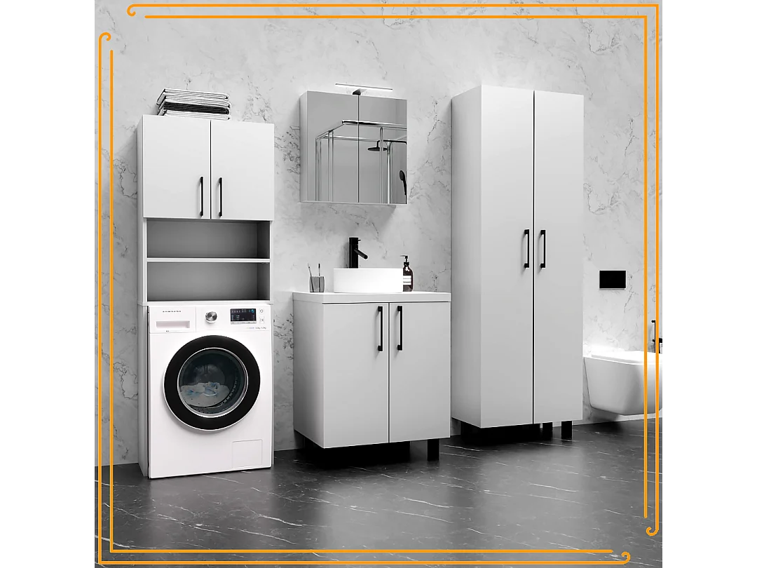 Szafka Łazienkowa Nad Pralkę Suszarkę Słupek Regał Zabudowa AGD Biała