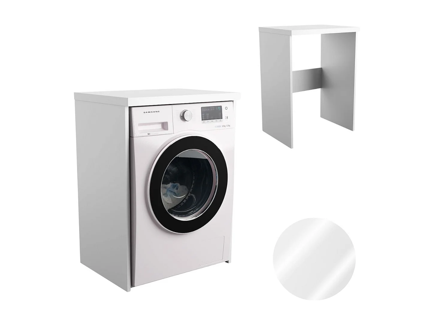 Armoire de Salle de Bain au-dessus de la Machine à Laver Sèche-linge Colonne Étagère Intégrée Blanc Electroménager