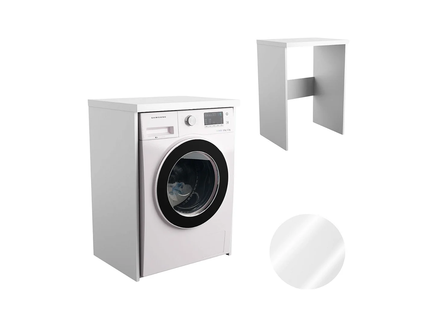 Armoire de Salle de Bain au-dessus de la Machine à Laver Sèche-linge Colonne Étagère Intégrée Blanc Electroménager