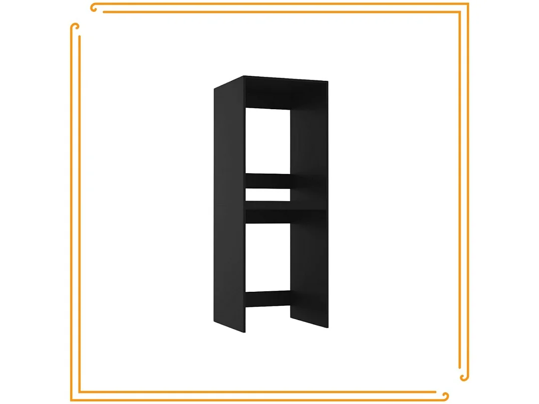 Armario de baño sobre lavadora y secadora, columna de estantes para electrodomésticos en color negro.