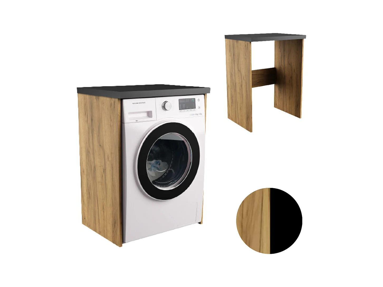 Armoire Salle de Bain au-dessus de la Machine à Laver Sèche-Linge Colonne Étagère Intégrée Appareils Électroménagers Chêne Craft
