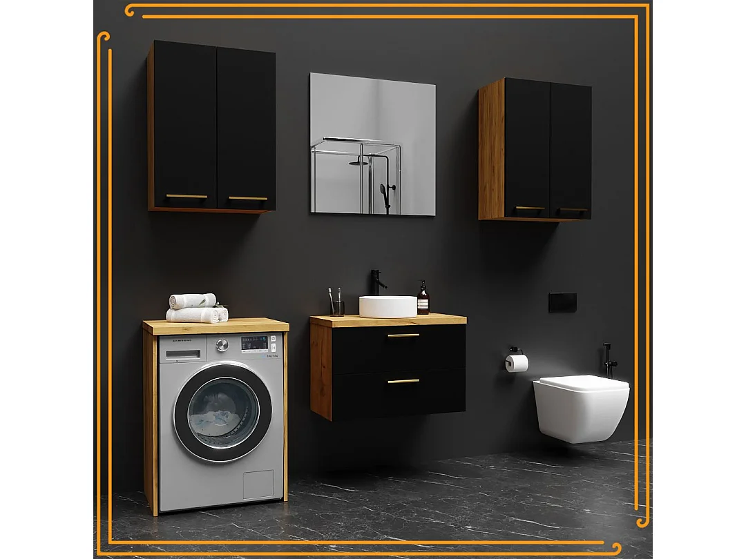 Kast voor Badkamer Boven Wasmachine Droger Kolomkast Opbergkast Eiken Craft