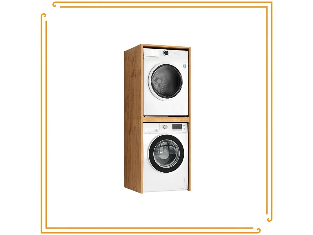 Badkamerkast Boven Wasmachine en Droger Kolomkast Eikenhout Lancelot