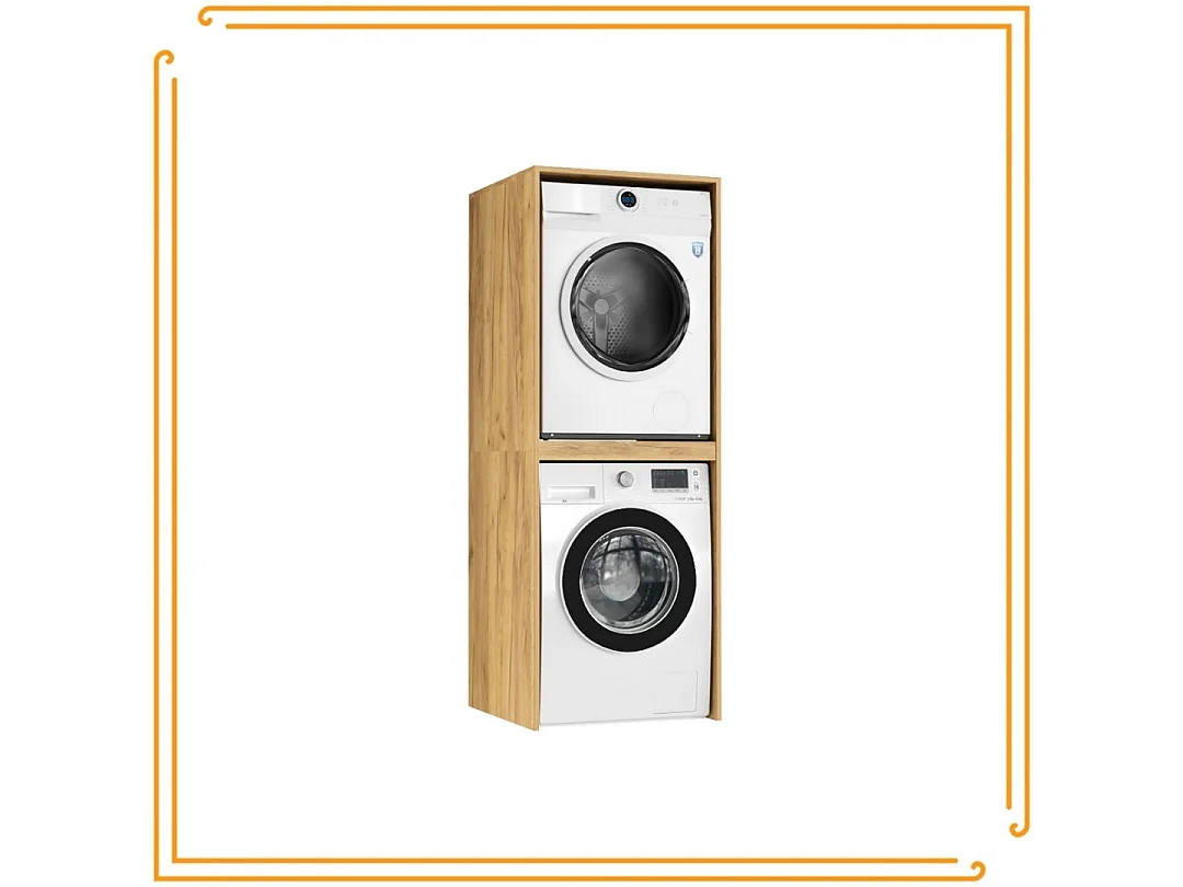 Kast voor Badkamer Boven Wasmachine en Droger Kolomkast Opbergkast Wit Craft Oak