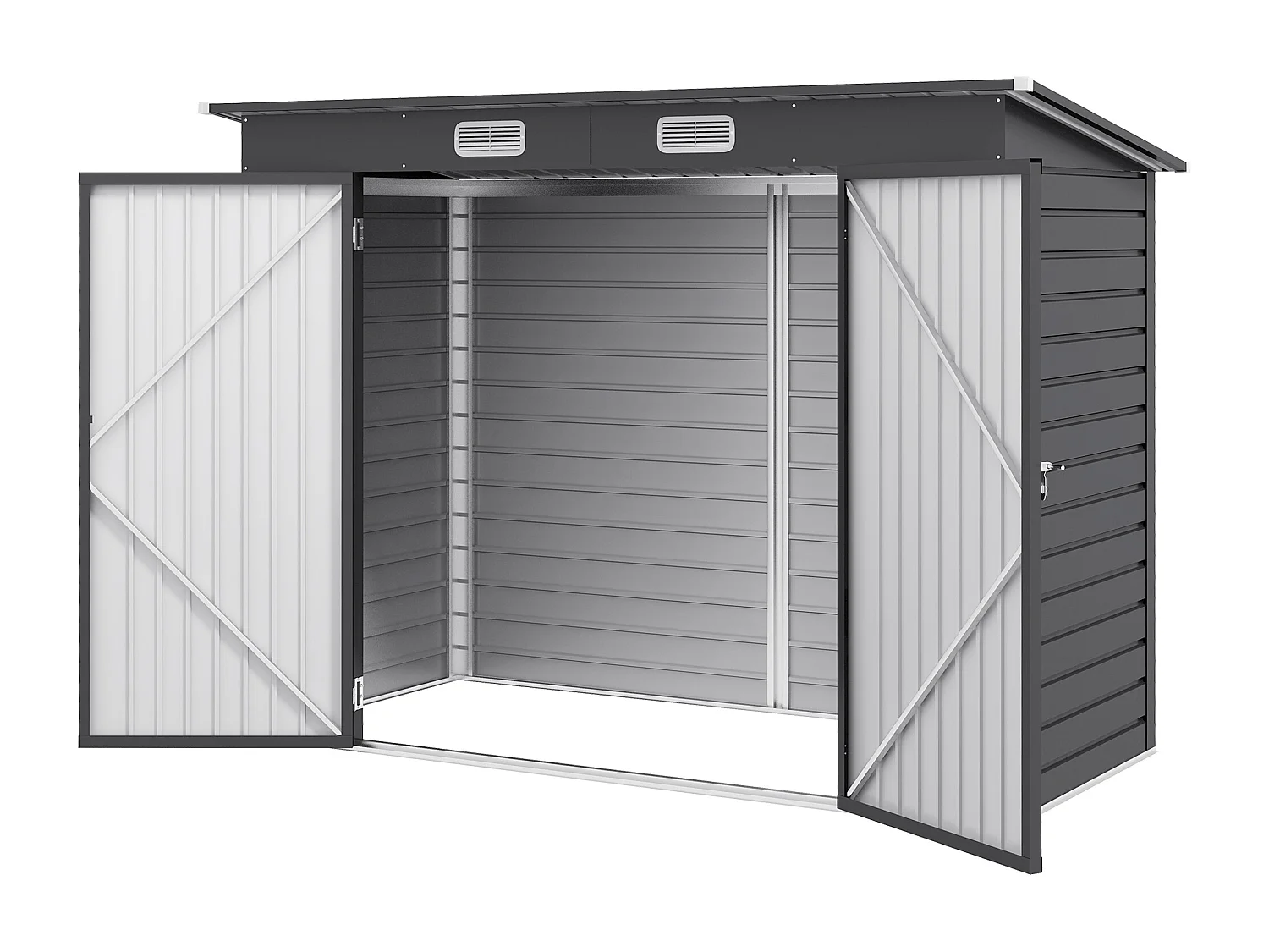 Abri de jardin 3 m² tôle d'acier 2 portes verrouillables 2 évents toit incliné