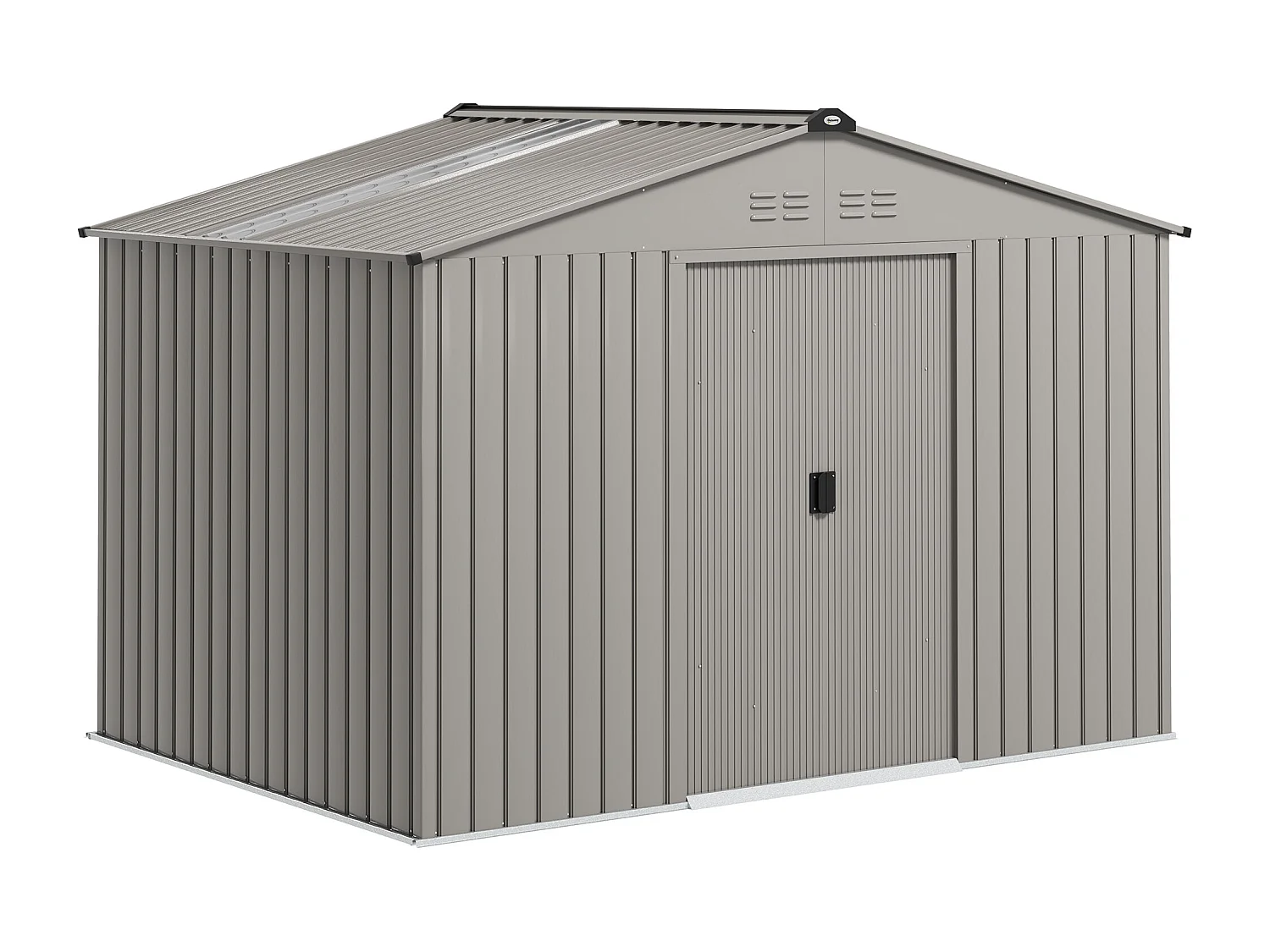 Abri de jardin 5,4 m² - cabanon double porte coulissante - fondation incluse - 277 x 195 x 192 cm - tôle d'acier ondulée gris