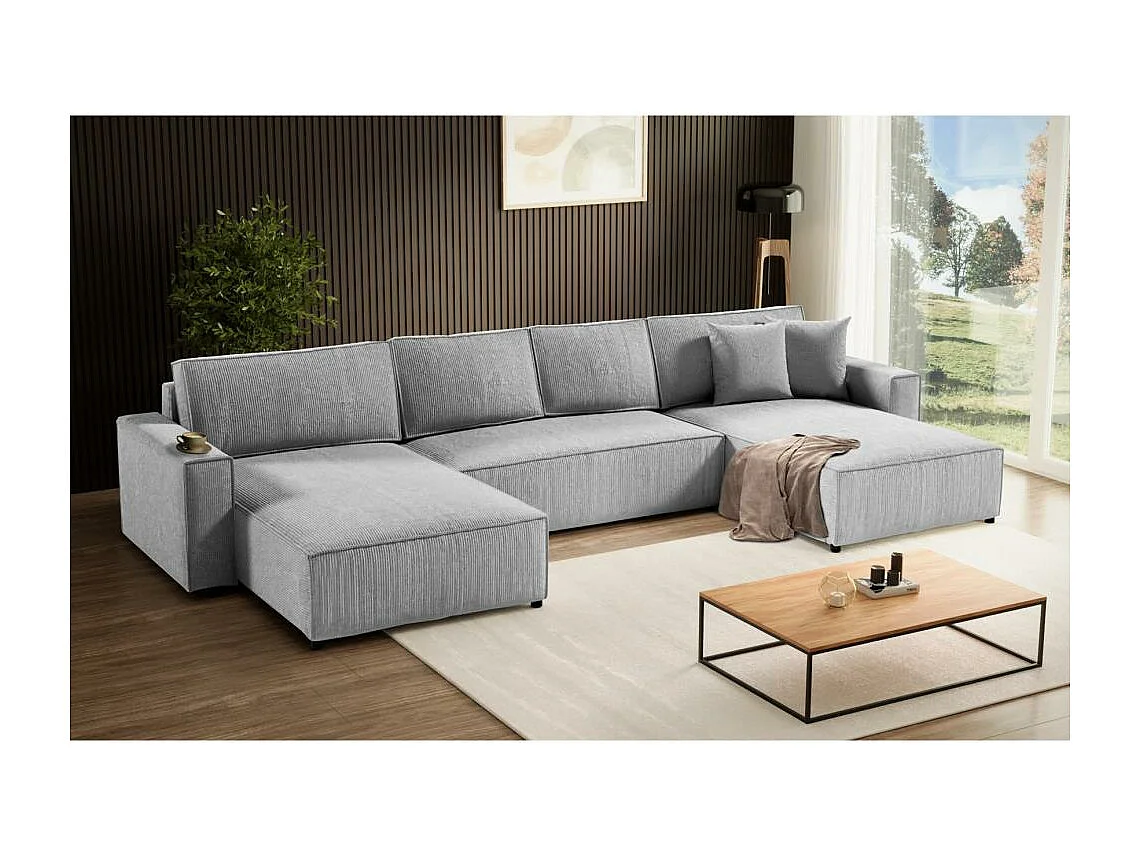 WOHNLANDSCHAFT Parys U mit Schlaffunktion hellgrau