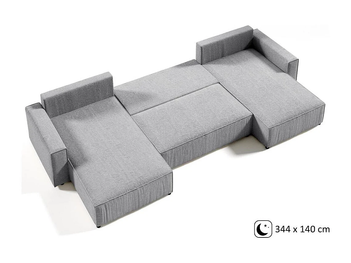 CANAPE Parys U avec fonction sommeil gris clair