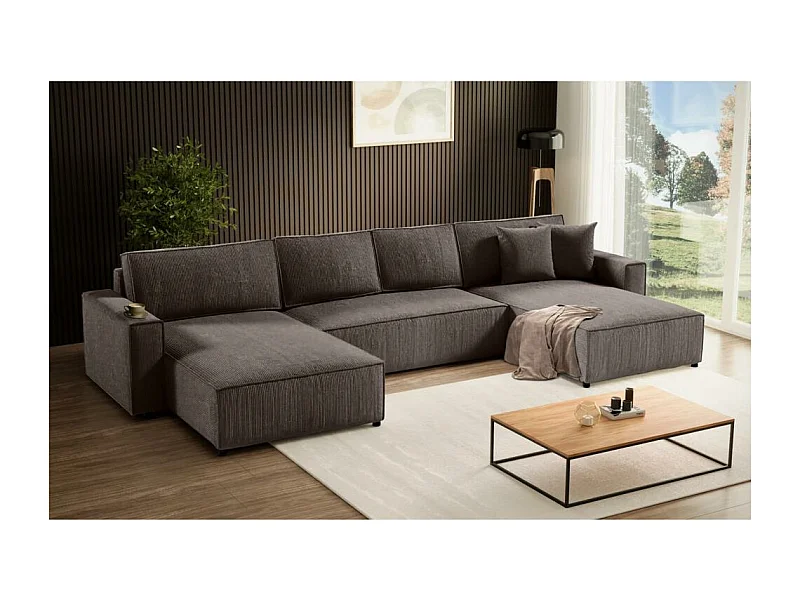 WOHNLANDSCHAFT Parys U mit Schlaffunktion braun