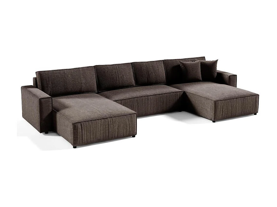 CANAPE Parys U avec fonction sommeil marron