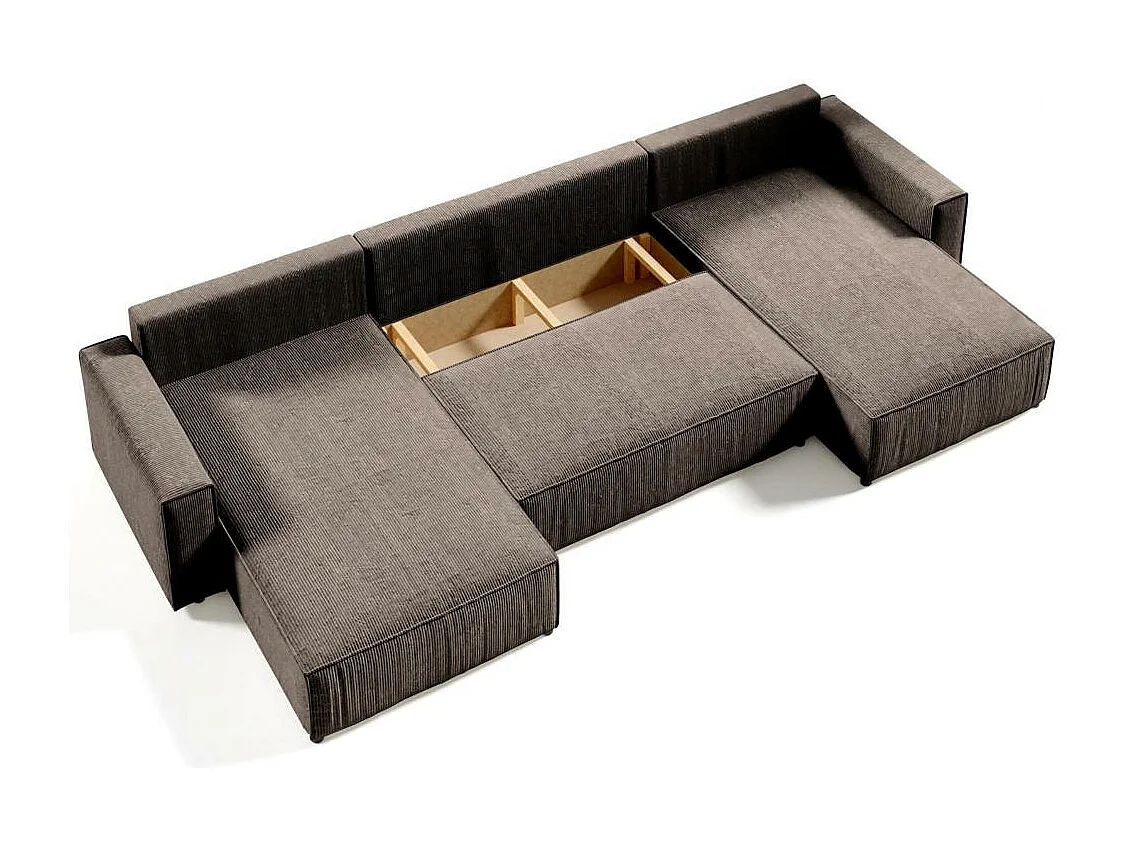 CANAPE Parys U avec fonction sommeil marron